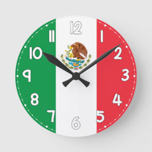 Relógio Redondo Mexico Flag Wall Clock - Flag of Mexico