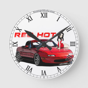 Relógio Redondo Miata MX-5 Red Hot, Clock