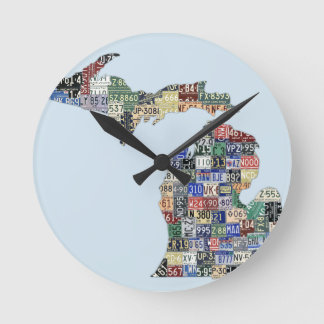 Relógio Redondo Michigan Counties License Plate Art Wall Clock
