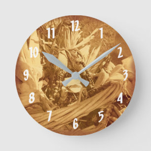 Relógio Redondo Milho Indiano No Soquete Mais Vestido Da Sepia