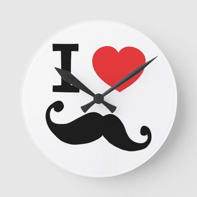 Relógio Redondo Mim do coração Moustache twirly (Frente)