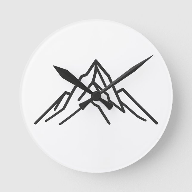 Relógio Redondo Minimal Alpine Mountain Line Art Wall Clock (Frente)
