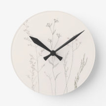 Minimal Botanical Wall Clock – Soft Spring 