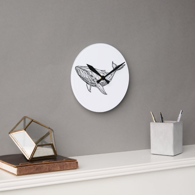 Relógio Redondo Minimalist Geometric Whale Wall Clock (Escritório)