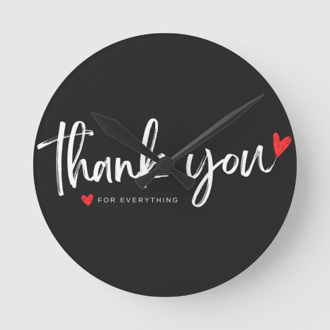 Relógio Redondo Minimalist "Thank You" Wall Clock (Frente)