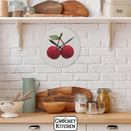 Relógio Redondo Minúscula Girly Crochet Red Cherry Summer