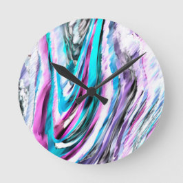 Relógio Redondo misto de gradiente e chuviscado, ciano e rosa