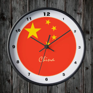 Relógio Redondo Moda de tendência da China e Bandeira Chinesa / d