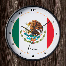Relógio Redondo Moda de tendências da bandeira mexicana e México /