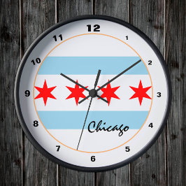 Relógio Redondo Moda de tendências de Chicago Flag & Illinois /des