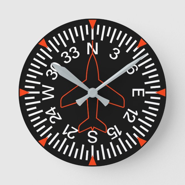 Relógio Redondo Modelo do indicador de rumo do avião (Frente)