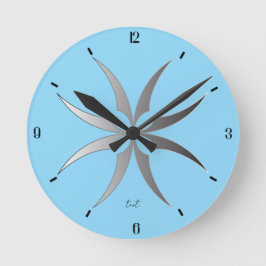 Relógio Redondo Modern Black & White Geometric Tech Wall Clock