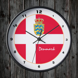 Relógio Redondo Modern Denmark, Danish Flag Trendy Home / design