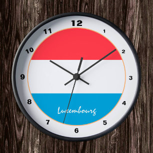 Relógio Redondo Modern Luxembourg Flag, Luxembourg Trendy Home