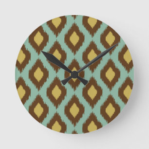 Relógio Redondo Modern tribal ikat azul amarelo moderno