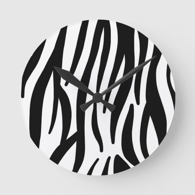 Relógio Redondo Modern Zebra Print Wall Clock - Bold Abstract Anim (Frente)
