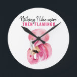 Relógio Redondo Moderno - Exótica Watercolor Flamingo Gift Rosa<br><div class="desc">Moderno - Exótica Watercolor Flamingo Gift Rosa</div>