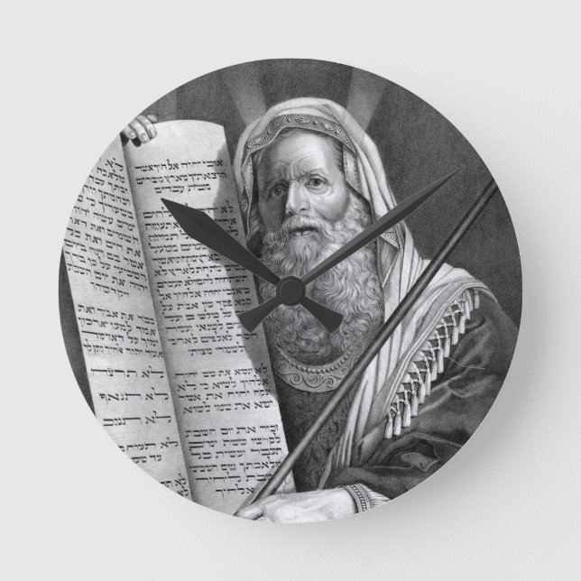 Relógio Redondo Moisés e os Dez Mandamentos (Frente)