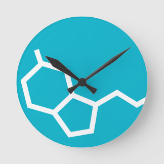 Relógio Redondo Molécula de Serotonina - Felicidade