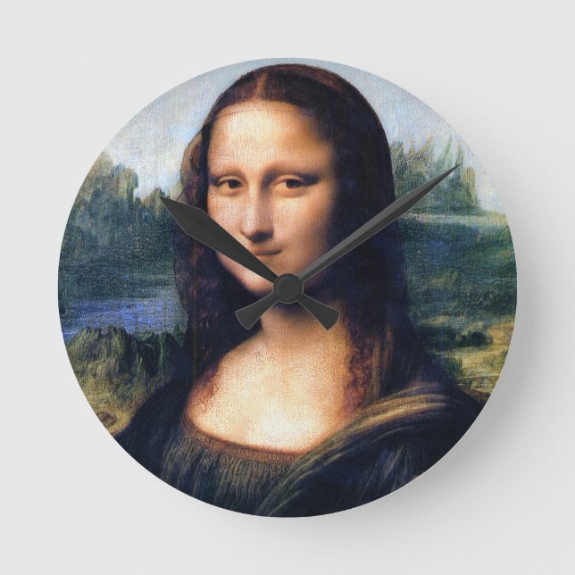 Relógio Redondo Mona Lisa por Leonardo da Vinci (Frente)