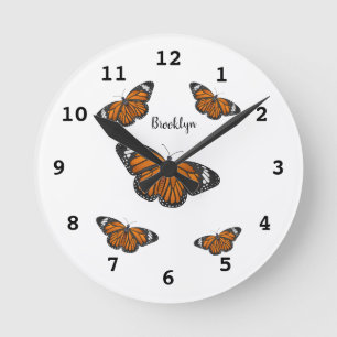 Relógio Redondo Monarch butterfly cartoon illustration