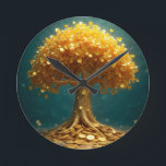Relógio Redondo Money tree wall clock<br><div class="desc">Money tree wall clock good luck</div>