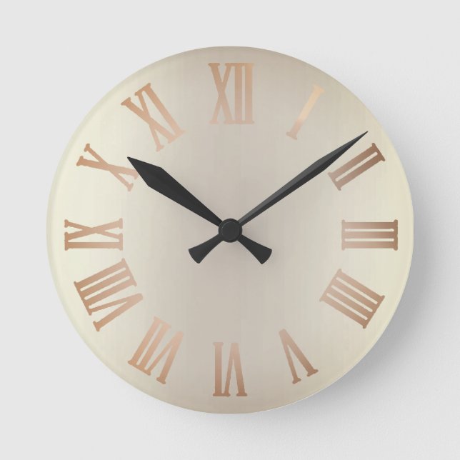 Relógio Redondo Monocrome Glitter Sepia de Bronze Mínimo Preto (Frente)