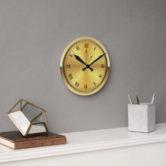 Relógio Redondo Monograma Contemporâneo Dourado