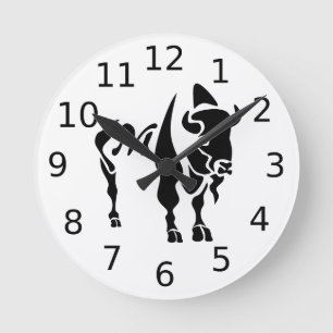 Relógio Redondo Monograma de Buffalo Preto Silhout