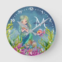 Monograma de nome adorável Mermaid watercolor