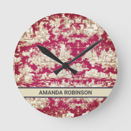 Relógio Redondo Monograma do lago vermelho legado de jouy