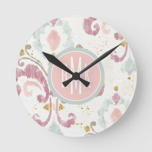 Relógio Redondo Monograma  Padrão Soft Deco