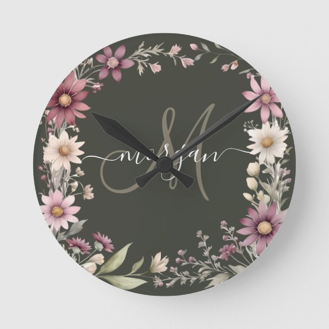 Relógio Redondo Monograma Personalizada  (Frente)