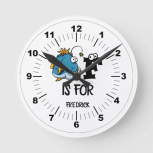 Relógio Redondo Monograma personalizado F para ilustração de desen