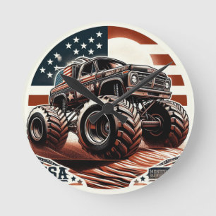 RELÓGIO REDONDO MONSTER TRUCK WALL CLOCK