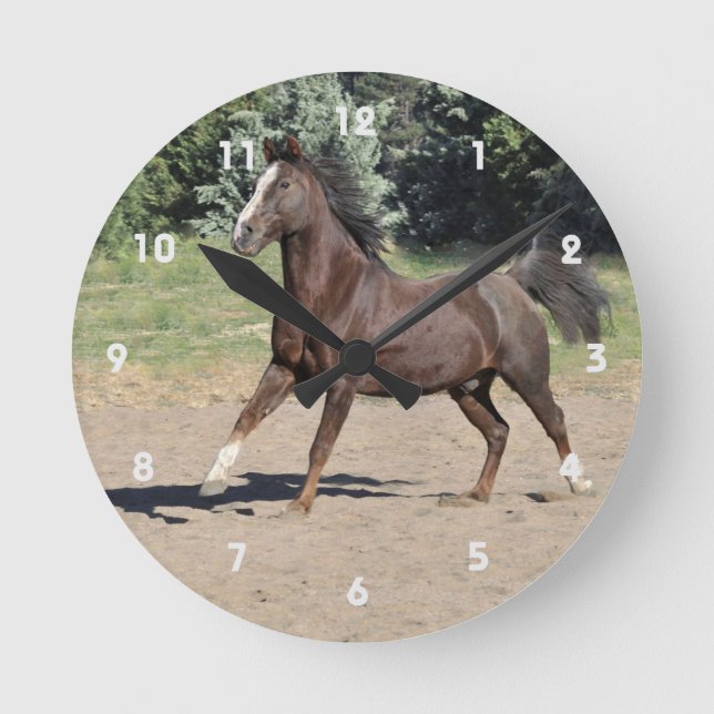 Relógio Redondo Morgan Horse Running Wall Clock (Frente)