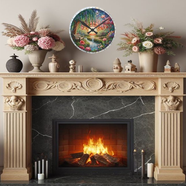 Relógio Redondo Mosaico de Vidro Estreito Encantado (Criador carregado)