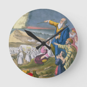 Relógio Redondo Moses que parte o Mar Vermelho, de uma bíblia
