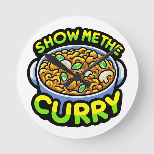 Relógio Redondo Mostre-me o curry (Frente)