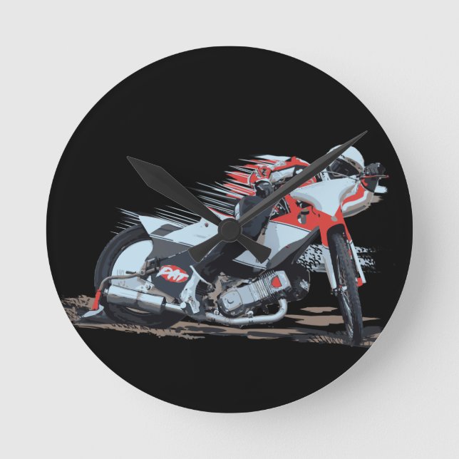 Relógio Redondo Motocicleta de velocidade vermelha rápida (Frente)