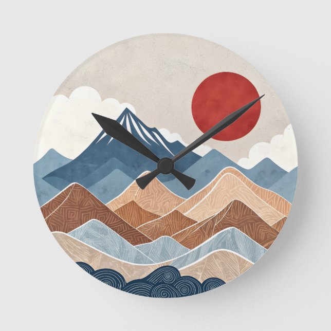 Relógio Redondo Mountains Sunset Beauty (Frente)