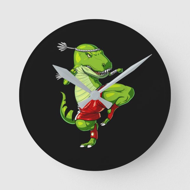 Relógio Redondo Muay Thai T-Rex Dinosaur (Frente)