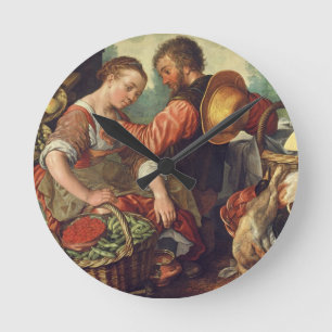 Relógio Redondo Mulher que vende os vegetais, 1567 (óleo em