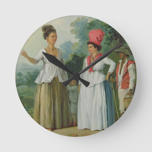 Relógio Redondo Mulheres de Cor da Índia Ocidental, com Criança e  (Frente)