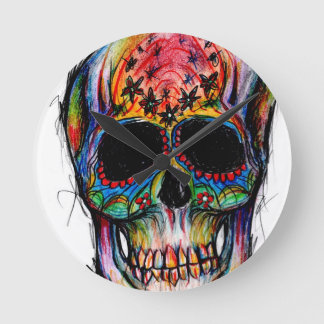 Relógio Redondo “multicolor morte” Mexican Skull
