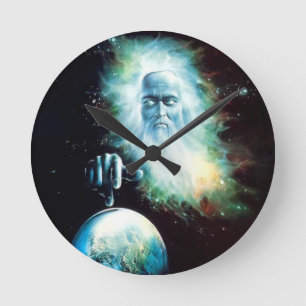 Relógio Redondo Mundo abstrato dos relógios de Zeus da fantasia