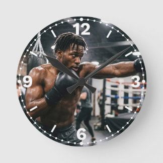 Relógio Redondo Muscular Male Boxer Punching Gym Decor