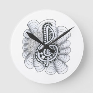 Relógio Redondo Music Lovers Treble Clef Design