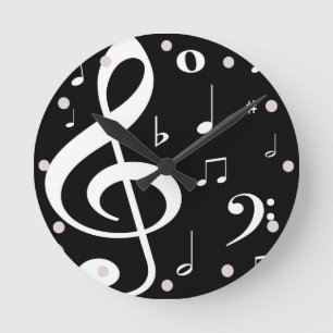 Relógio Redondo Music Notes Clock