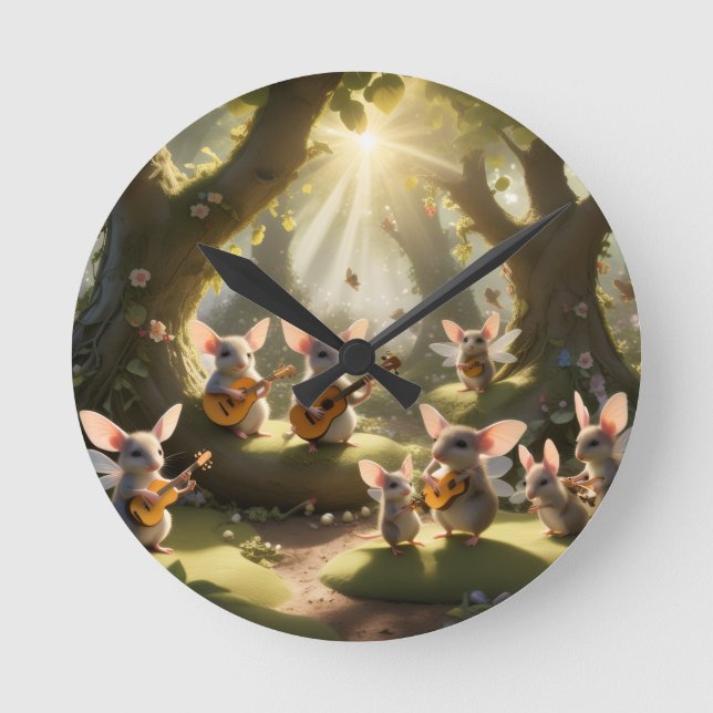 Relógio Redondo Musical faerie mice wall clock (Frente)
